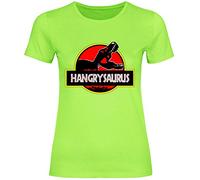 wowshirt Damen T-Shirt Hangrysaurus Retro Dinosaurier Geschenkidee Premium T-Rex Geschenk, Größe:M, Farbe:Orchid Green