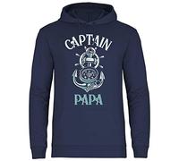 wowshirt Herren Hoodie Captain Papa Kapitän Papitän Segeln Segler Skipper Angler Bootsfahrer Kompass, Größe:XXL, Farbe:Deep Navy