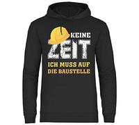 wowshirt Herren Hoodie Keine Zeit ich muss auf die Baustelle Bauherr Richtfest Hausbau Neubau Bauarbeiter, Größe:3XL, Farbe:Black