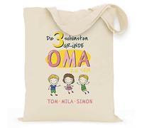 wowshirt Stoffbeutel Jutebeutel Die schönsten Gründe Oma zu sein Personalisiertes Geschenk zum Muttertag, Farbe:Natural