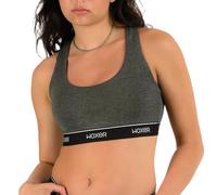Woxer BOSS Bralette für Frauen - Kabelloser Nahtloser Racerback - Modal Sport BH Lounge Schlaf Bralette Wireless Bra, Dunkelgrau meliert, XX-Large