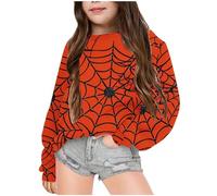 WOXIHUAN Halloween-Sweatshirt Mädchen Jungen, Spinne Drucken Halloween Pullover für Kinder Rundhalsausschnitt Sweatshirts Langarmshirt Warm Pulli Bequeme Oberteile Bluse für Kinder 1-12 Jahre