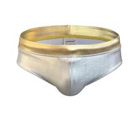 WOYUANSHA Badehose Boardshorts Schwimmhose Sexy Herren Glänzende Bademode Nylon Schnell Trocken Baden Badeanzug Niedrige Taille Badeslips Mode Männliche Tasche Trunks M Silberband