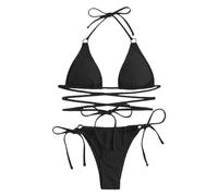 WOYUANSHA Bikini Badeanzug Damen Frauen Badeanzug Set Sexy Niedrige Taille Bikini Set Weich Schlank Fit Frauen Bademode Für Urlaub S Schwarz
