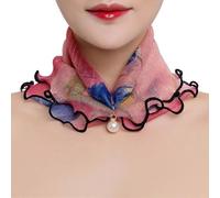 WOYUANSHA Schal Damen Kopftuch Gold Seiden Schal Mit Perlen Schal Blumen Kante Frauen Schals Spitze Hals Wrap Quadratischer Schal Seiden Schal 7