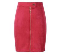 WOYUANSHA Hübscher Rock Bleistiftrock Damen Frauen Wildleder Mini Bleistift Röcke Weiblich Vintage Stil Reiß Verschluss Knopf Damen Kurze Röcke L Rot