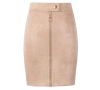 WOYUANSHA Hübscher Rock Bleistiftrock Damen Frauen Wildleder Mini Bleistift Röcke Weiblich Vintage Stil Reiß Verschluss Knopf Damen Kurze Röcke M Deep Beige