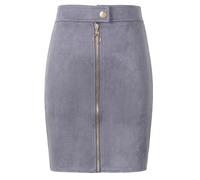 WOYUANSHA Hübscher Rock Bleistiftrock Damen Frauen Wildleder Mini Bleistift Röcke Weiblich Vintage Stil Reiß Verschluss Knopf Damen Kurze Röcke L Grau