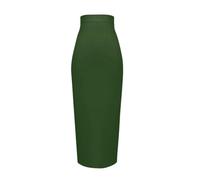 WOYUANSHA Hübscher Rock Bleistiftrock Damen Mode Sexy Knie Länge Verband Rock Frauen Elastisch Bodycon Bleistift Röcke 78Cm L H666-Armygreen