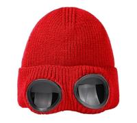 WOYUANSHA Mütze Beanie Hut Brillen Strick Mütze Unisex Bomber Hut Elastisch, Weich, Warme Ohren Schutz Kappe, Wind Dicht, Dekorative Mütze, Kopf Bedeckung M Rot