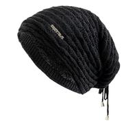WOYUANSHA Mütze Beanie Hut Unisex Slouchy Hüte Männer Frauen Hals Kragen Hut Dual-Use Casual Strick Mützen 55Cm-60Cm Schwarz