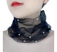 WOYUANSHA Schal Einfarbiger Halskragen Elastischer Organza-Spitzen Schal Eleganter Multifunktion Aler Elastischer Nacken Wickel Schwarz