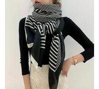 WOYUANSHA Schal Klassischer Schwarz-Weiß-Gestreifter Schal, Elegant, Dünn, Atmungsaktiv, Seidenschal, Sonnencreme, Weiches Strandtuch 90x180cm