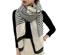 WOYUANSHA Schal Klassischer Schwarz-Weiß-Gestreifter Schal, Elegant, Dünn, Atmungsaktiv, Seidenschal, Sonnencreme, Weiches Strandtuch 90x180cm