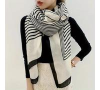 WOYUANSHA Schal Klassischer Schwarz Weiß Gestreifter Schal Elegant Dünn Atmungsaktiv Seiden Schal Sonnencreme Weiches Strand Tuch 90X180Cm 1