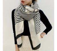 WOYUANSHA Schal Klassischer Schwarz-Weiß Gestreifter Schal Elegant Dünn Atmungsaktiv Seidiger Schal Weiches Strand Handtuch 1