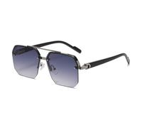 WOYUANSHA Sonnenbrille Herren Overs IZE Retro Polygon Quadrat Metall Männer Sonnenbrille Mode Trend Ing Frauen Sonnenbrille (Silber Gradienten Grau)