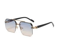 WOYUANSHA Sonnenbrille Herren Overs IZE Retro Polygon Quadrat Metall Männer Sonnenbrille Mode Trend Ing Frauen Sonnenbrille (Blaue Farbverlauf Gelb)