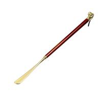 WOZLO Löwenkopf Metall Schuhlöffel ，Holzgriff und Löwenkopf aus massivem Messing，Schuhanzieher lang Metall Universal 32cm/49cm