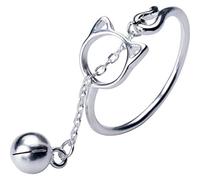 WOZUIMEI S925 Silberringe Frauen Korea Kleine Frische Katze Hat Kätzchen, die Glockenklingelringe Ringschmuck ÖffnenS925 Silberring, Öffnung eingestellt