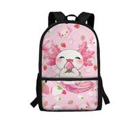 Wpamlrta Axolotl Backpack 17 inch Kids Backpacks for School Girls Cute Bookbag Flower Elementary School Bag Back to School Essentials Gift Cute Backpacks Kids Bookbag Axolotl Flower