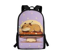 Wpamlrta Capybara Backpack for Girls 10-12 Mushrrom Backpack for Middle School Girls Boys Back to School Essentials Gift, 17 Inch Children's Bookbag Daypack Purse Capybara Mushrrom Sleep