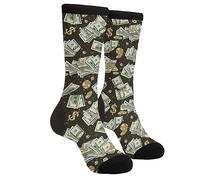 Wpamlrta Lässige lustige Funky Neuheit Mode Bequeme Socken Für Männer Frauen Verrücktes Kleid, Retro Dollar Gold Geld, One size