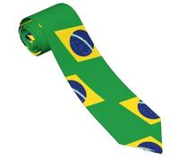 Wpamlrta Stilvolle Nationalflaggen-Krawatte für Herren, bequeme Krawatte für Vatertag, Geburtstagsgeschenk, Business, Urlaub, Flagge von Brasilien, Einheitsgröße