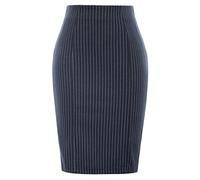 WQZYY&ASDCD Bleistiftrock Röcke Damen Nadelstreifen Bodycon Bleistift Damen Slim Fit Hohe Taille Gespaltene Hüften-Wrapped Kurzer Rock Damen M Navyblau