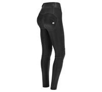 WR.UP FREDDY Damen Push Up Hose Skinny, hohe Taille, Kunstleder, Schwarz , S