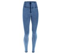 WR.UP FREDDY Push Up Skinny Hose mit hohem Bund aus Jersey-Denim, Helle Jeans - gelbe Nähte, S