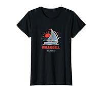 Wrangell Alaska Segelboot Sonnenuntergang Design Preisgünstiges Grafik-T-Shirt, Damen, Schwarz, XL