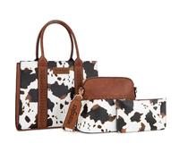 Wrangler 3-teiliges Handtaschen-Set für Damen, Tragetasche, Umhängetasche, Handtaschen-Set mit Riemen, Kuhbraun, Medium