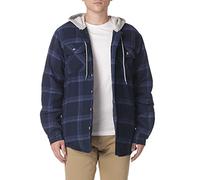 Wrangler Authentics Herren Long Sleeve Quilted Lined Flannel Jacket Hood Button-Down-Shirt, Total Eclipse with Heather, S