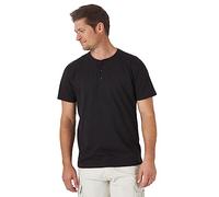 Wrangler Authentics Herren Henley-T-Shirt, kurzärmelig, Schwarz Onyx, XX-Large