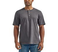 Wrangler Authentics Herren Kurzärmeliges Henley-t-Shirt Hemd, Dunkelgrau meliert, Klein