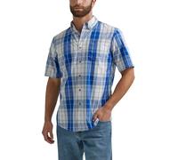 Wrangler Authentics Herren Kurzärmeliges Klassisches Karomuster Hemd, Helles Weiß, L
