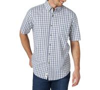 Wrangler Authentics Herren Kurzärmeliges Klassisches Karomuster Hemd mit Button-Down-Kragen, Blau kariert, 3X-Groß
