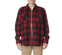 Wrangler Authentics Herren Langärmelige Fleece-Hemdjacke Button-Down-Shirt, Schottenkaro, Rot, 3X-Groß