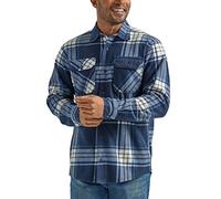 Wrangler Authentics Herren Langärmelige Fleece-Hemdjacke Hemd mit Button-Down-Kragen, total Eclipse, Klein