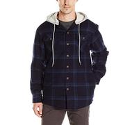 Wrangler Authentics Herren Langärmelige, Gesteppte, gefütterte Flanell-Hemdjacke mit Kapuze Button-Down-Shirt, Marineblau, M