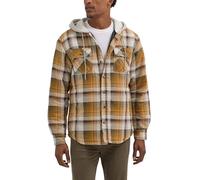Wrangler Authentics Herren Langärmelige, Gesteppte, gefütterte Flanell-Hemdjacke mit Kapuze, Goldbraun, 3X-Groß