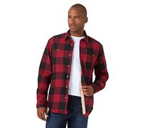 Wrangler Authentics Herren Langärmelige Hemdjacke mit Sherpa-Futter Hemd, Rotes Büffel, L