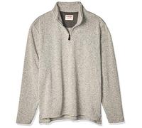 Wrangler Authentics Herren Langärmeliger Fleece-viertelreißverschluss Pullover, Hellgrau, Klein