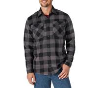 Wrangler Authentics Herren Langärmeliges, Schweres Fleece-Hemd Button-Down-Shirt, Graues Buffalo Plaid, Mittel