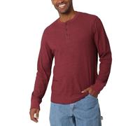 Wrangler Authentics Herren Langärmeliges Waffelmuster Henley-Hemd, Cabernet, Mittel