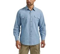 Wrangler Authentics Herren Langarm-Shirt. لال او ل ر ل ا ول langärmeliges Klassisches Gewebtes Hemd mit Button-Down-Kragen, Light Chambray, S