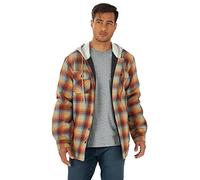 Wrangler Authentics Herren Langärmelige, Gesteppte, Gefütterte Flanell-hemdjacke mit Kapuze Hemd, Pale Gold, M