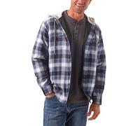 Wrangler Authentics Herren Long Sleeve Quilted Lined Flannel Shirt Jacket with Hood Hemd mit Button-Down-Kragen, Vintage Night, XXL