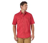 Wrangler Authentics Herren Weather Anything Kurzärmliges Shirt Hemd mit Button-Down-Kragen, Scharlachrot, Mittel